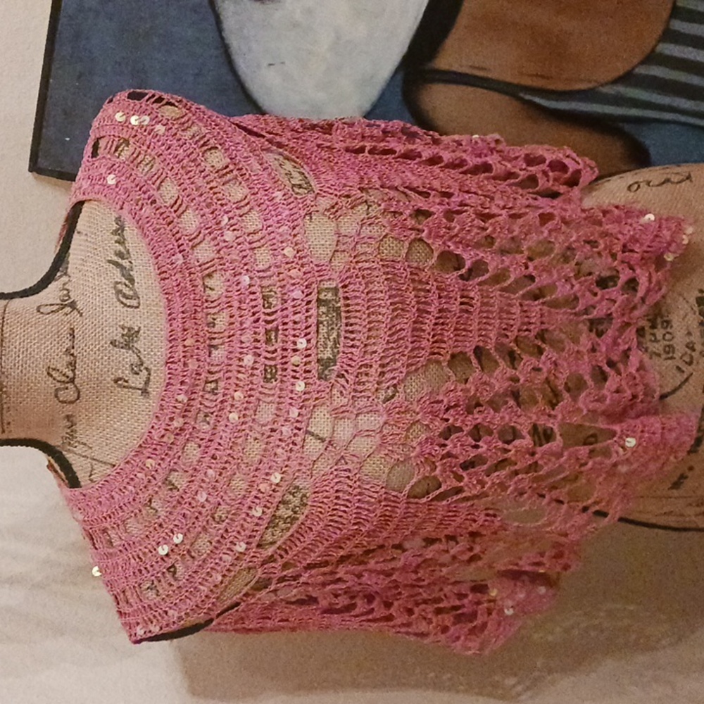 Bebe Crochet Sequin Capelet